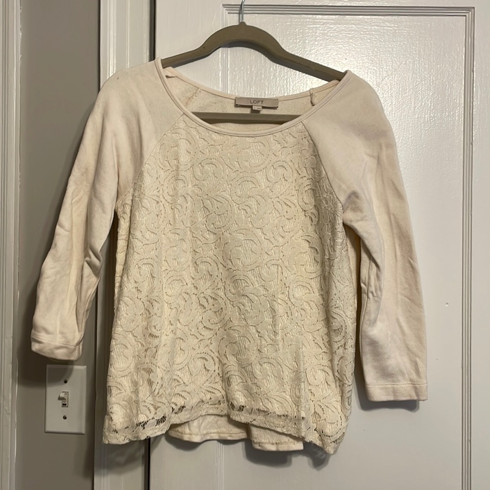 LOFT lace sweater cardigan. Size S